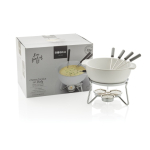 Fondue de queso de cerámica con calentamiento por velas 750 ml Boska color blanco vista con caja