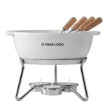 Fondue de queso de cerámica con calentamiento por velas 750 ml Boska color blanco vista de impresión