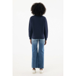 Jersey de media cremallera algodón reciclado modern fit 300 g/m2 Iqoniq Elgon color azul marino cuarta vista con modelo