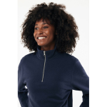 Jersey de media cremallera algodón reciclado modern fit 300 g/m2 Iqoniq Elgon color azul marino quinta vista con modelo