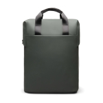 Mochila reciclada con bolsillo frontal y correa trasera de viaje 16” color verde