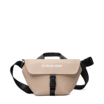 Bandolera urbana en material reciclado con correa ajustable color marfil vista de impresión