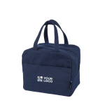 Bolsa térmica de polialgodón reciclado con interior de aluminio color azul vista de impresión