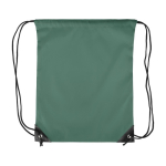 Mochila de cuerdas de poliéster con las esquinas y cuerdas negras color verde primera vista