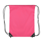 Mochila de cuerdas de poliéster con las esquinas y cuerdas negras color rosa primera vista
