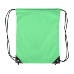 Mochila de cuerdas de poliéster con las esquinas y cuerdas negras color verde claro primera vista