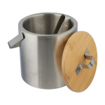 Cubitera de acero inoxidable de doble pared con tapa de bambú segunda vista