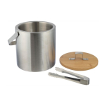 Cubitera de acero inoxidable de doble pared con tapa de bambú cuarta vista