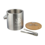 Cubitera de acero inoxidable de doble pared con tapa de bambú octava vista