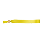 Pulsera de colores para eventos de RPET con cierre de bambú color amarillo primera vista