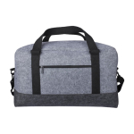 Bolsa de deporte de fieltro RPET con pequeño compartimiento delante color gris oscuro primera vista