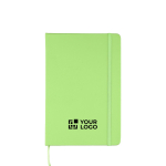 Libreta de tapa dura RPET con todo a juego hojas a rayas A5 color verde claro vista de impresión