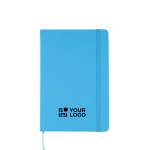 Libreta de tapa dura RPET con todo a juego hojas a rayas A5 color azul claro vista de impresión