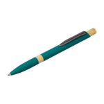 Bolígrafo de aluminio reciclado con pulsador de bambú tinta azul quinta vista