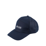 Gorra de poliéster con orificios en parte trasera para ventilación color azul vista de impresión