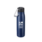 Botella antifugas de acero inoxidable con asa de cordón 500ml color azul vista de impresión