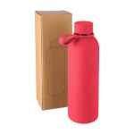 Botella de acero inox. reciclado con acabado engomado y correa 500ml cuarta vista