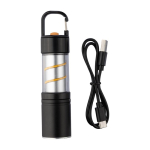 Linterna COB de aluminio con 3 funciones de luz y mosquetón segunda vista