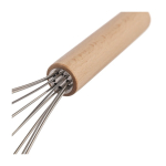 Batidor de mano de acero inoxidable con mango de madera a personalizar quinta vista