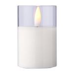 Vela LED con efecto de llama realista en tarro de vidrio color blanco primera vista