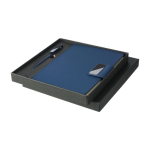 Libreta de PU reciclado con hojas a rayas A5 y bolígrafo tinta azul décima vista