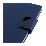 Libreta de PU reciclado con hojas a rayas A5 y bolígrafo tinta azul