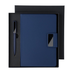 Libreta de PU reciclado con hojas a rayas A5 y bolígrafo tinta azul séptima vista