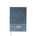 Libreta con efecto pana en la parte superior hojas a rayas A5 color azul claro vista de impresión