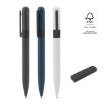 Bolígrafo de metal reciclado con clip y diseño redondo tinta negra varios colores