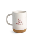 Taza de cerámica con base de corcho extraíble y diseño mate 320ml color blanco roto imagen con logo