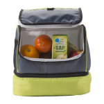 Bolsa térmica de poliéster con nevera en la parte inferior color verde claro cuarta vista