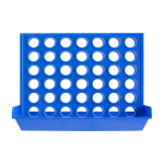 Juego cuatro en raya de plástico rojo y amarillo con fichas en bolsas color azul primera vista