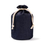 Neceser cilíndrico hecho de tela de vaquero con cierre de cordón color azul vaquero primera vista