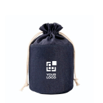 Neceser cilíndrico hecho de tela de vaquero con cierre de cordón color azul vaquero vista principal