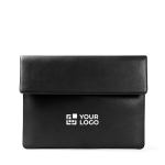 Elegante porta documentos hecho de cuero sintético personalizable color negro vista principal