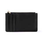 Monedero y tarjetero con cremallera hecho de cuero sintético color negro primera vista