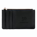 Monedero y tarjetero con cremallera hecho de cuero sintético color negro cuarta vista