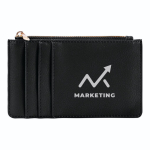 Monedero y tarjetero con cremallera hecho de cuero sintético color negro quinta vista