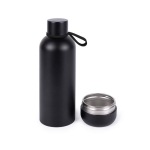 Botella térmica de acero inoxidable con vaso en la base color negro tercera vista