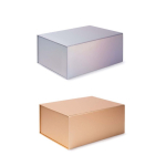 Caja de cartón de autoensable para regalos con cierre magnético color plateado cuarta vista