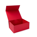 Elegante caja de regalo de cartón rígido con cierre magnético color rojo segunda vista