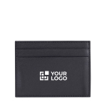 Tarjetero de cuero negro en elegante caja de presentación color negro vista principal