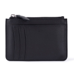 Cartera-tarjetero de cuero negro con cierre de cremallera en el medio color negro primera vista