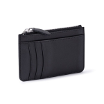 Cartera-tarjetero de cuero negro con cierre de cremallera en el medio color negro segunda vista