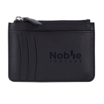 Cartera-tarjetero de cuero negro con cierre de cremallera en el medio color negro quinta vista