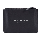 Cartera-tarjetero de cuero negro con cierre de cremallera en el medio color negro sexta vista