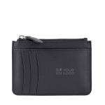 Cartera-tarjetero de cuero negro con cierre de cremallera en el medio color negro vista principal