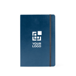 Libreta de cuero sintético con hojas color crema a rayas A5 color azul marino vista principal