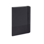 Libreta de cuero sintético y RPET con hojas color crema a rayas A5 color negro segunda vista