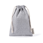 Bolsa de algodón y poliéster reciclado con cierre de cordones 120 g/m2 color gris tercera vista